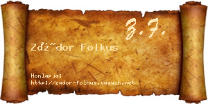 Zádor Folkus névjegykártya